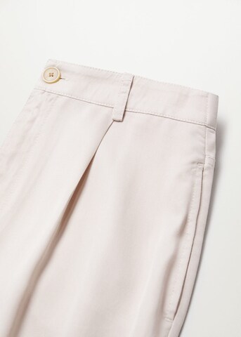 MANGO Tapered Bukser med lægfolder 'Nature' i beige