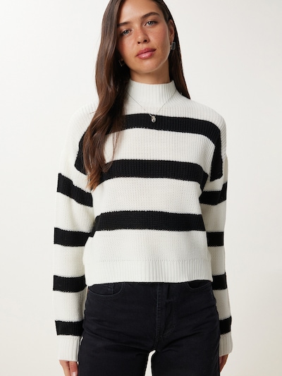 ekrü / fekete Happiness İstanbul Pulóver, Termék nézet