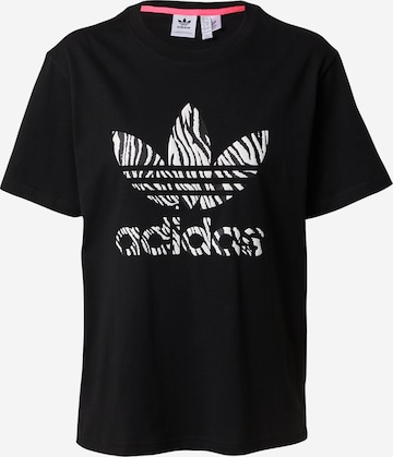 ADIDAS ORIGINALS T-Shirt 'Zebra Animal Print Infill' in Schwarz: predná strana