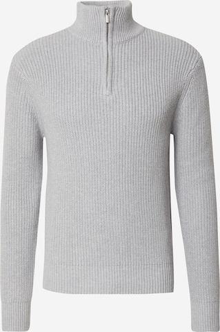 DAN FOX APPAREL Свитер 'Leart' в Серый: спереди