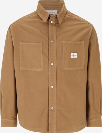 Calvin Klein Jeans Plus Regular fit Button Up Shirt in Brown: front