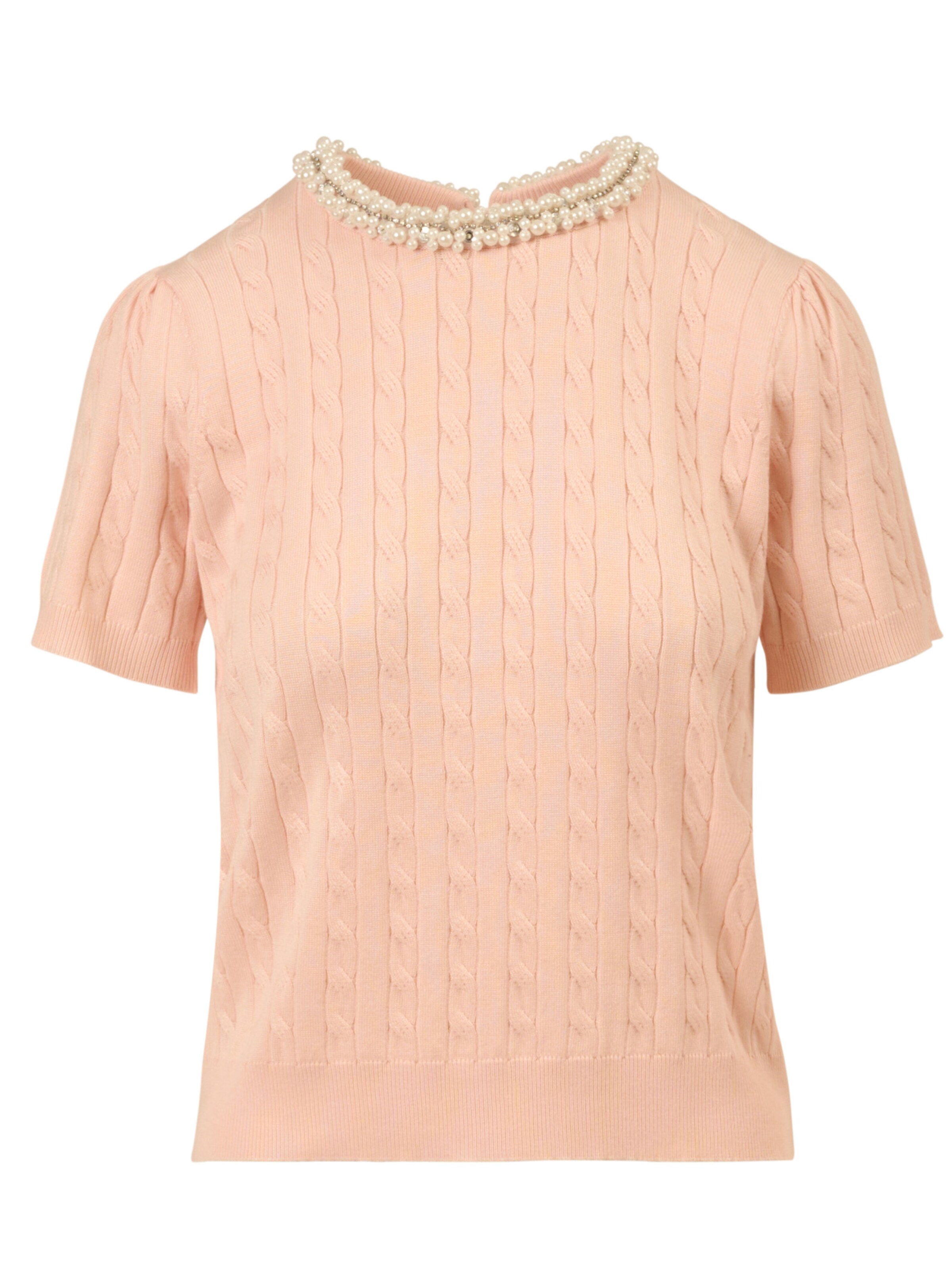 Adrianna Papell Rundhalspullover 'Embellished Neck Pullover' in Pink: Vorderseite