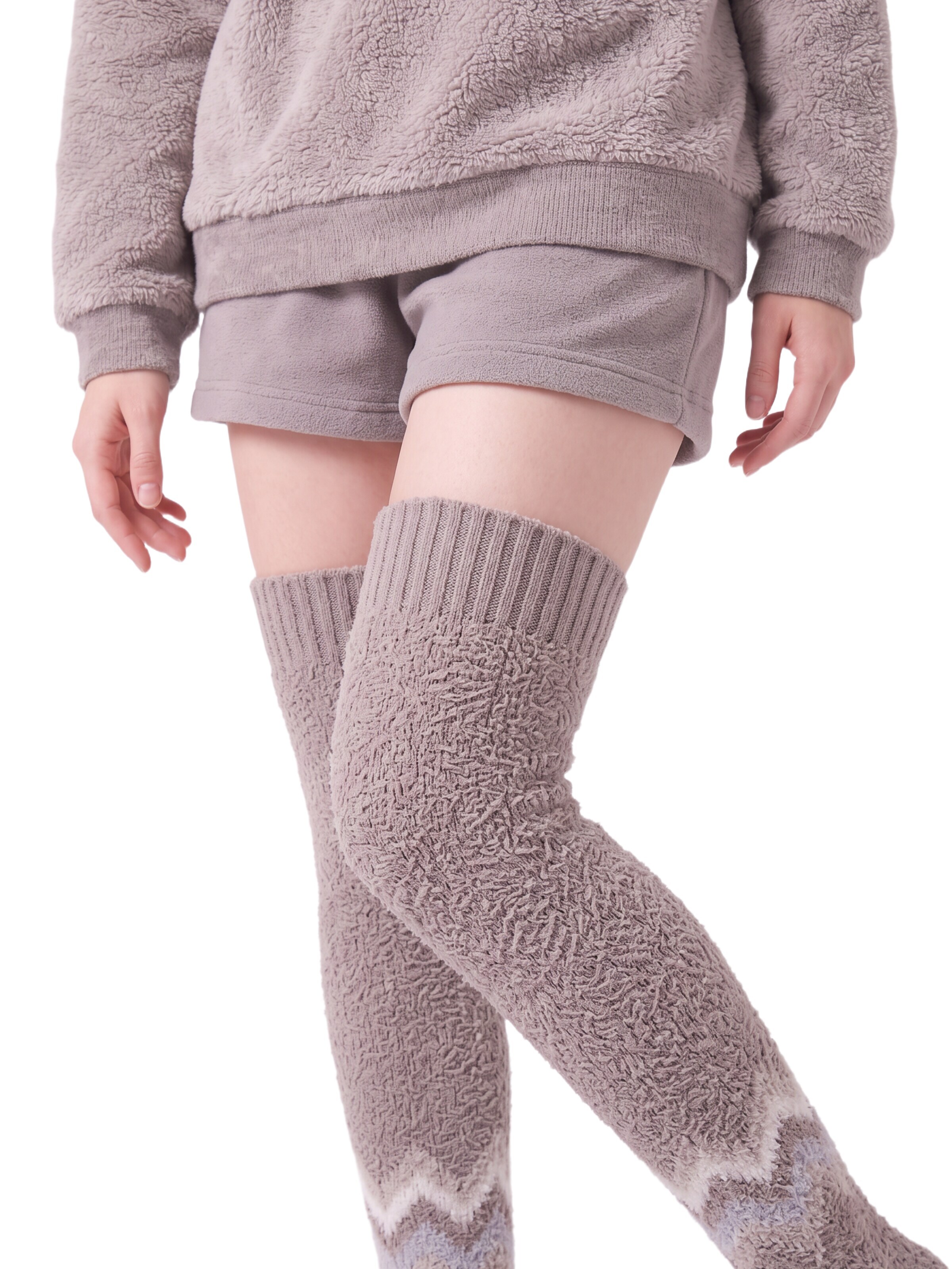 BONVERANO Over the Knee Socks in Brown