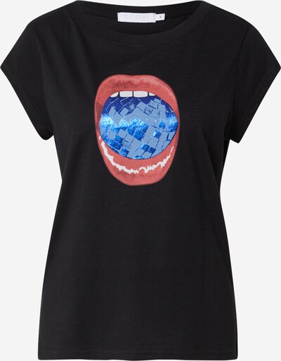 Coster Copenhagen T-Shirt 'Disco Lips' in blau / rot / schwarz / weiß, Produktansicht