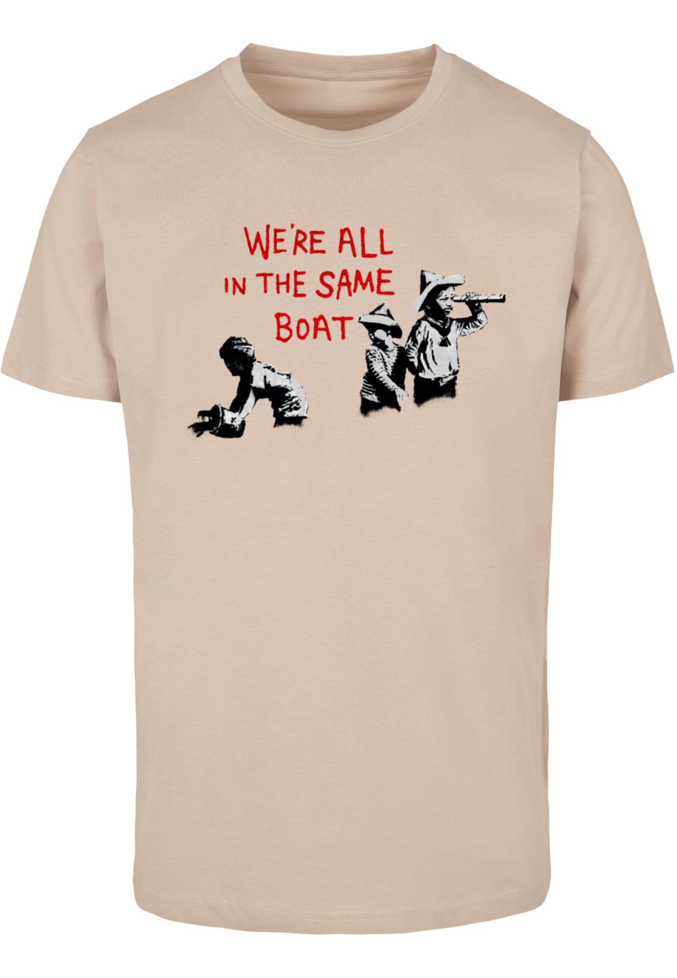 Merchcode Shirt 'Brandalised - In The Same Boat' in Beige: front