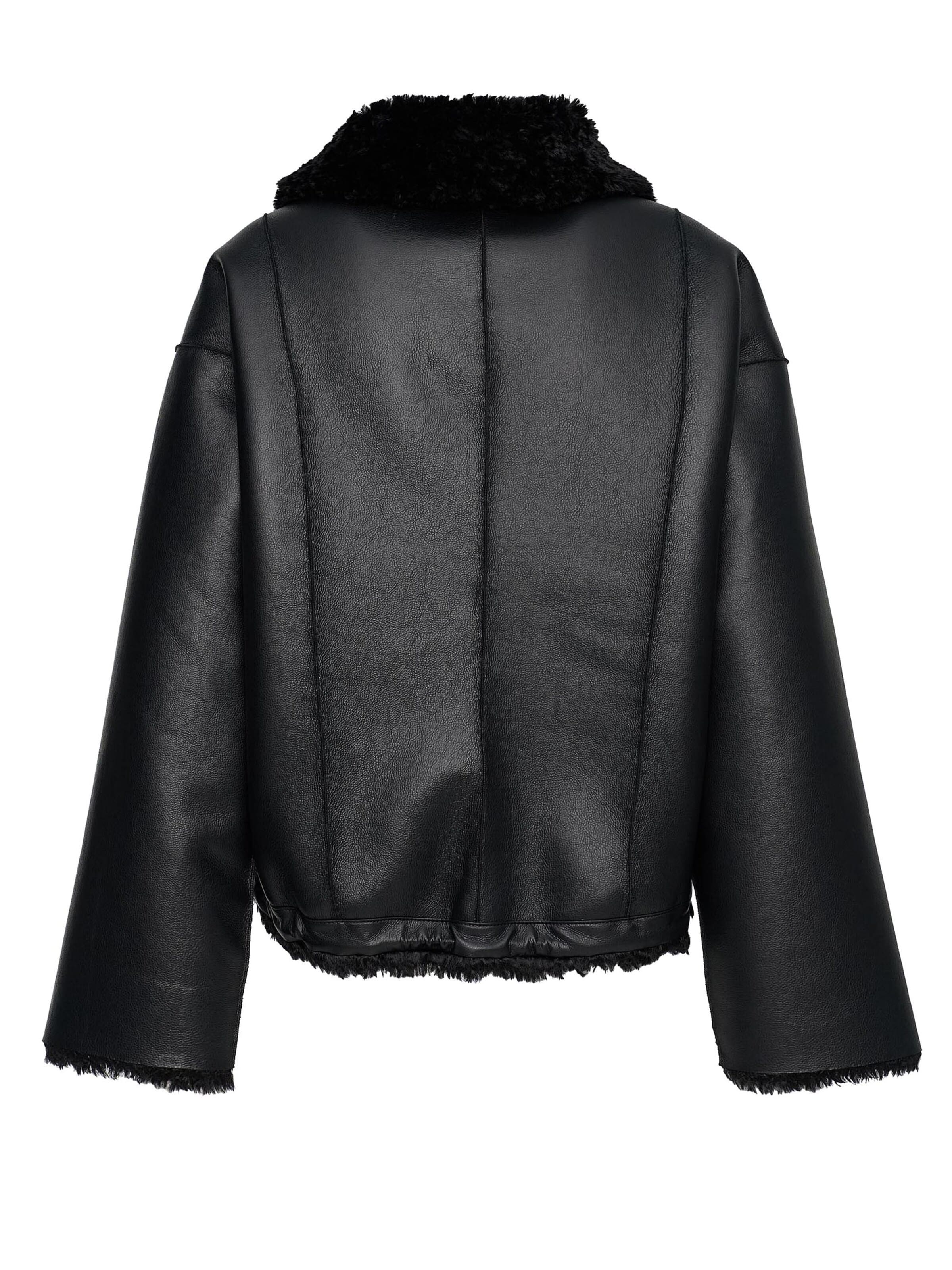 MANISA Between-season jacket 'Kunstpelzjacke' in Black