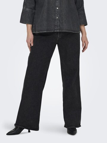 ONLY Carmakoma Wide Leg Jeans i sort: forside