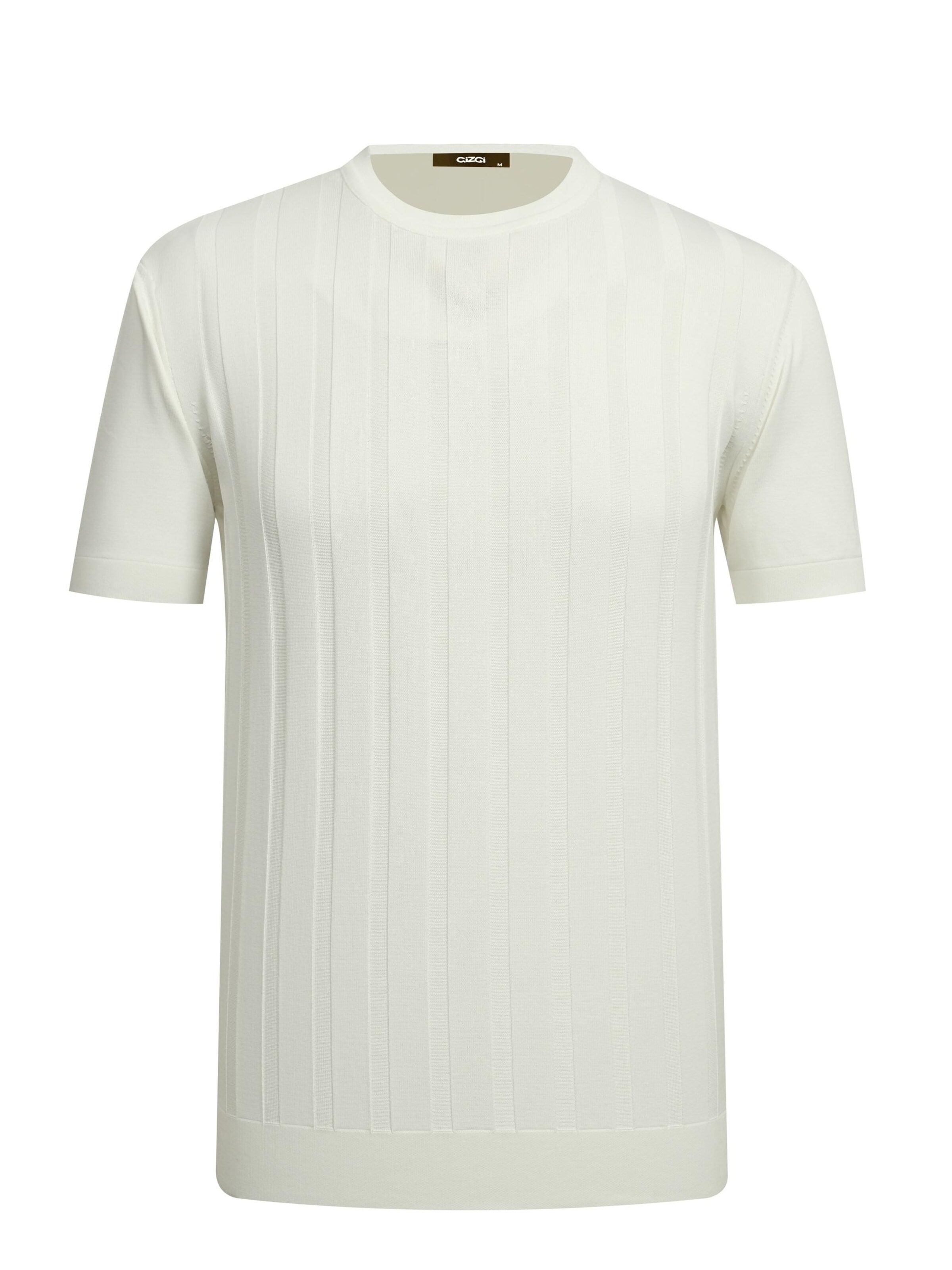 Cizgi Triko Shirt‌‌‌‌‌ in Weiß: Vorderseite