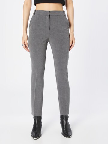 Warehouse Slim fit Trousers with creases in Grey: front