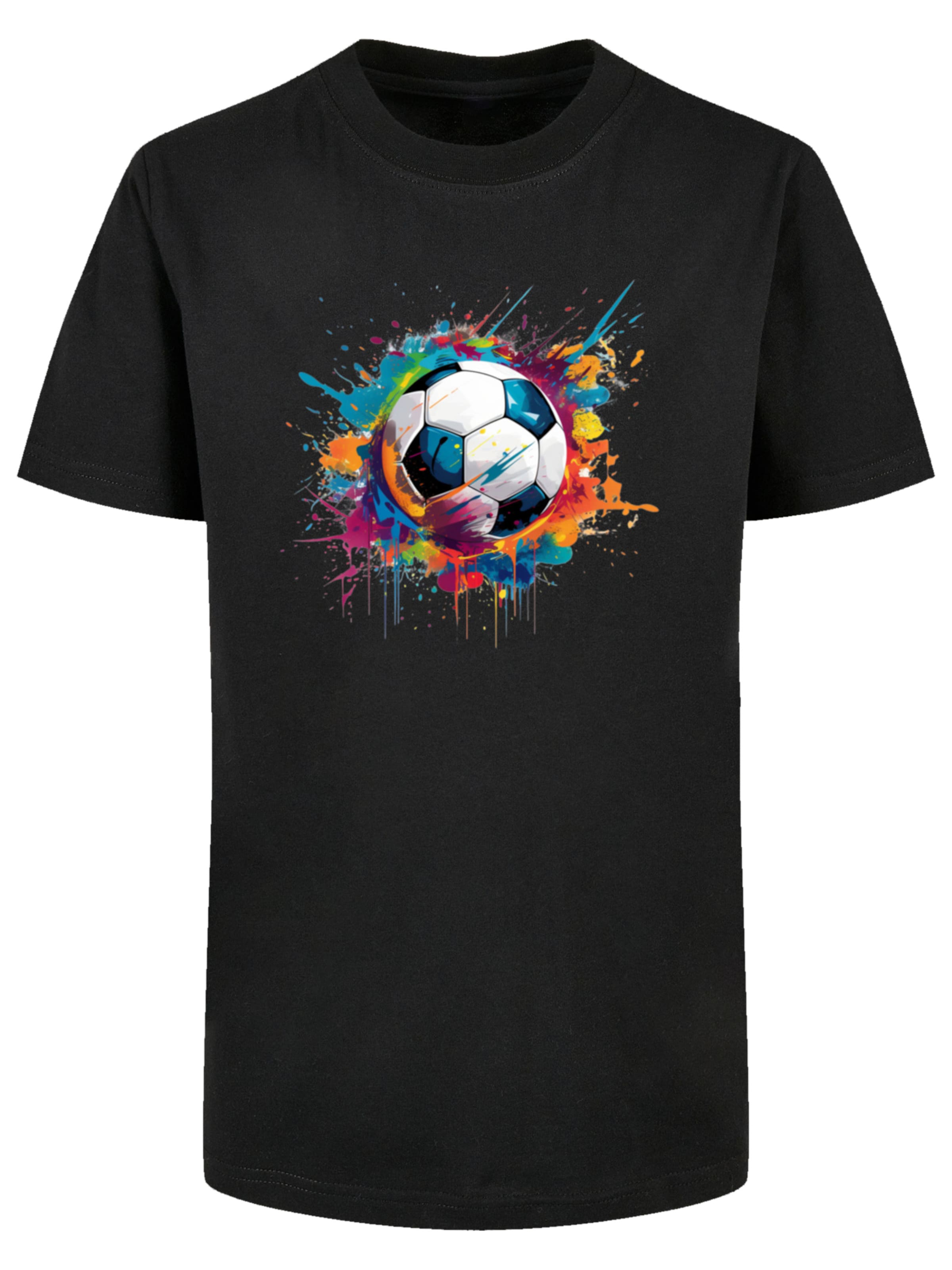 T-Shirt 'Colorful Soccer Ball Graphic Design' F4NT4STIC en noir : devant