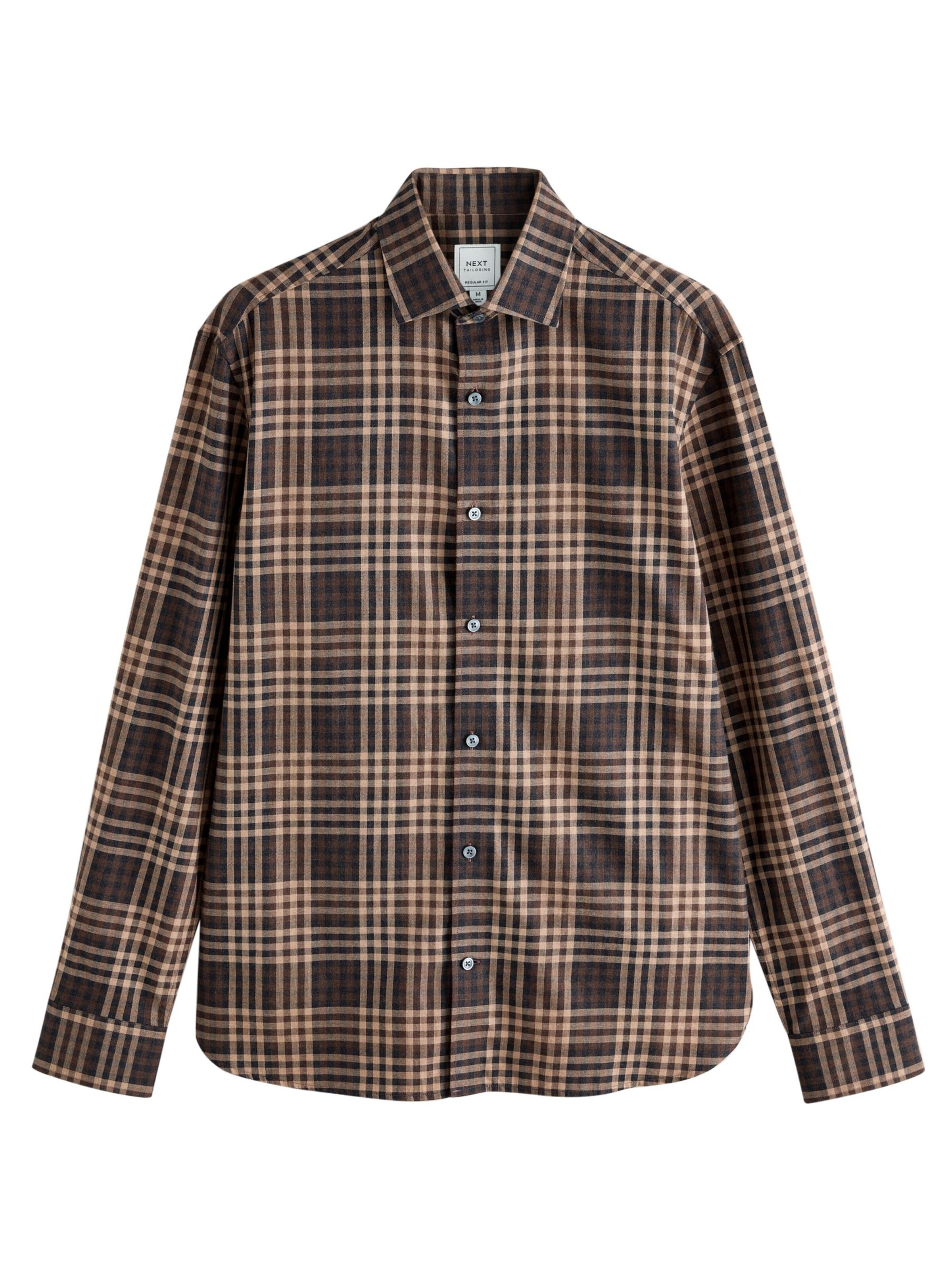 Next Regular fit Πουκάμισο σε καφέ: μπροστά