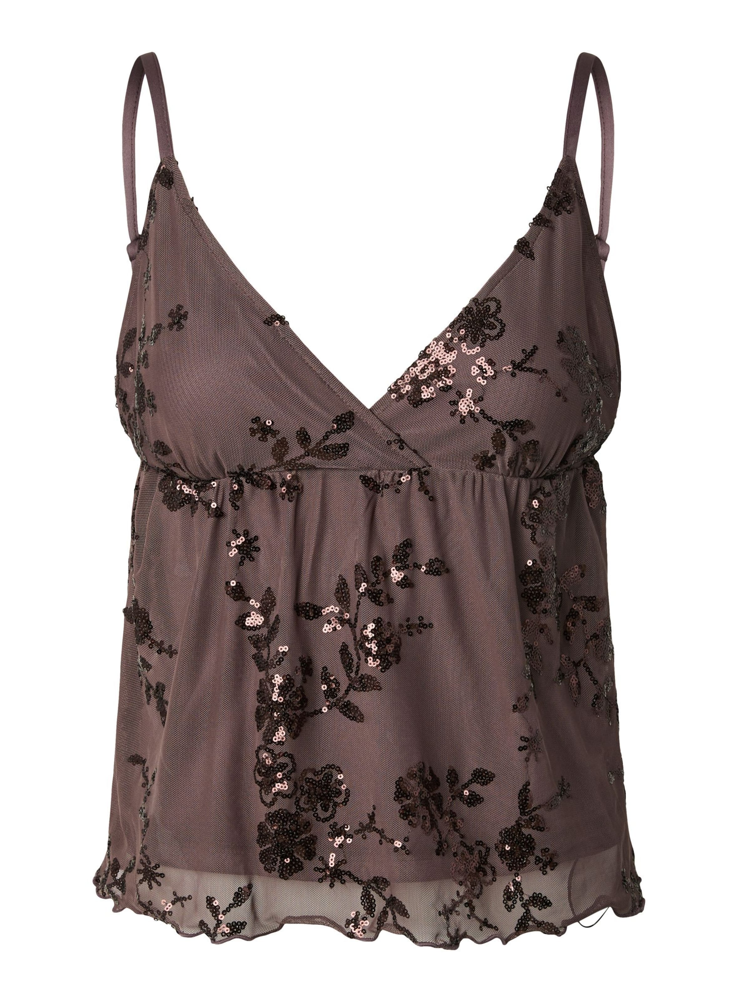 Top 'EVITA' di PIECES in marrone: frontale