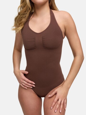 Body modellante 'Neckholder Shapewear mit String' di cfab (formerly creamy fabrics) in marrone