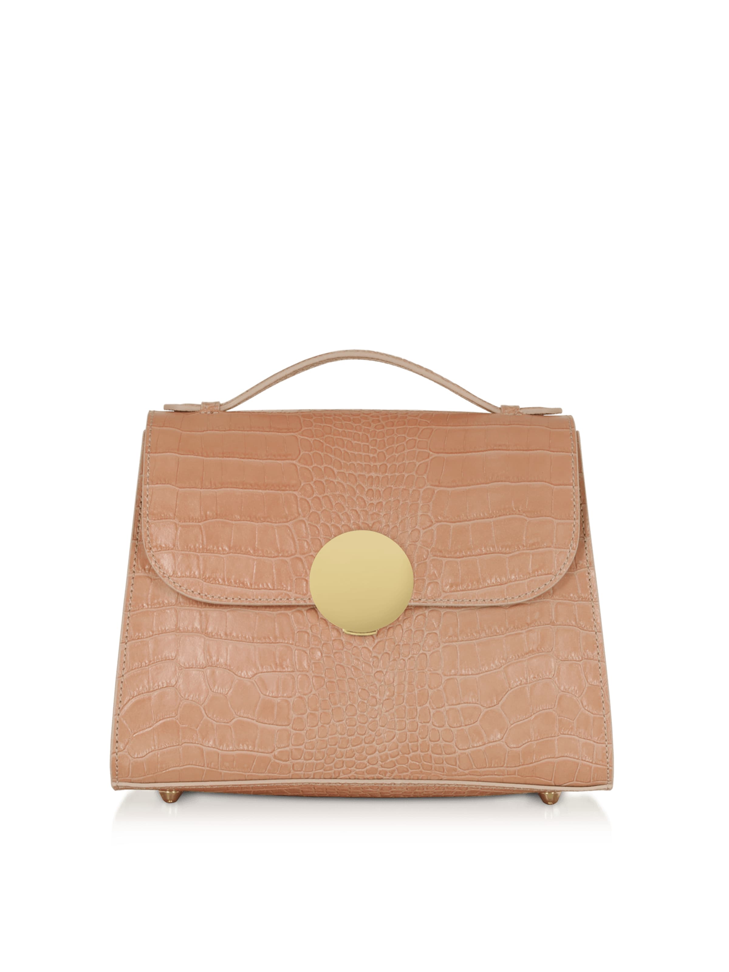 LeParmentier Handtas 'Bombo Croco' in Beige: voorkant