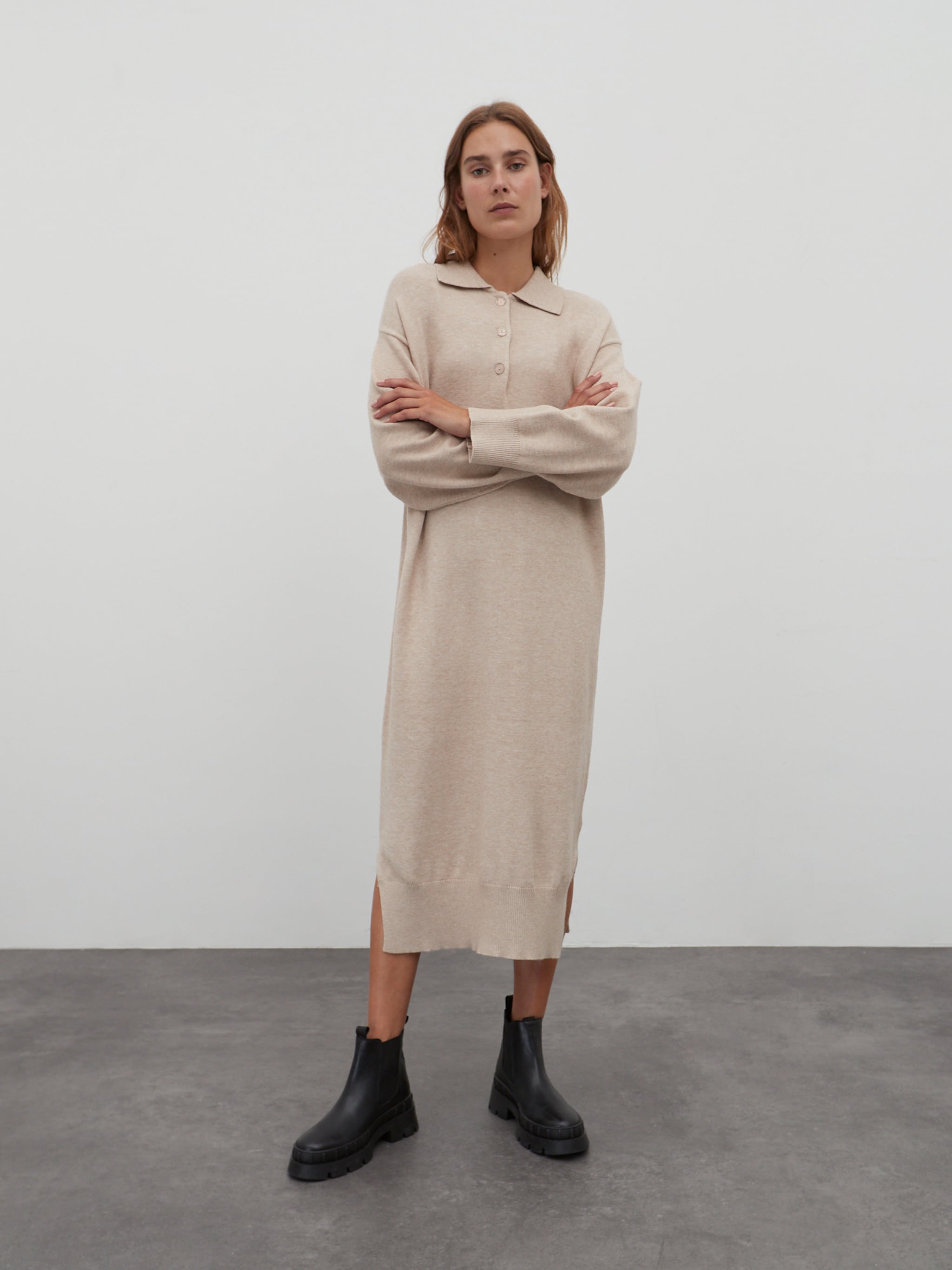 EDITED Producten Gebreide jurk 'Dorothea' Beige