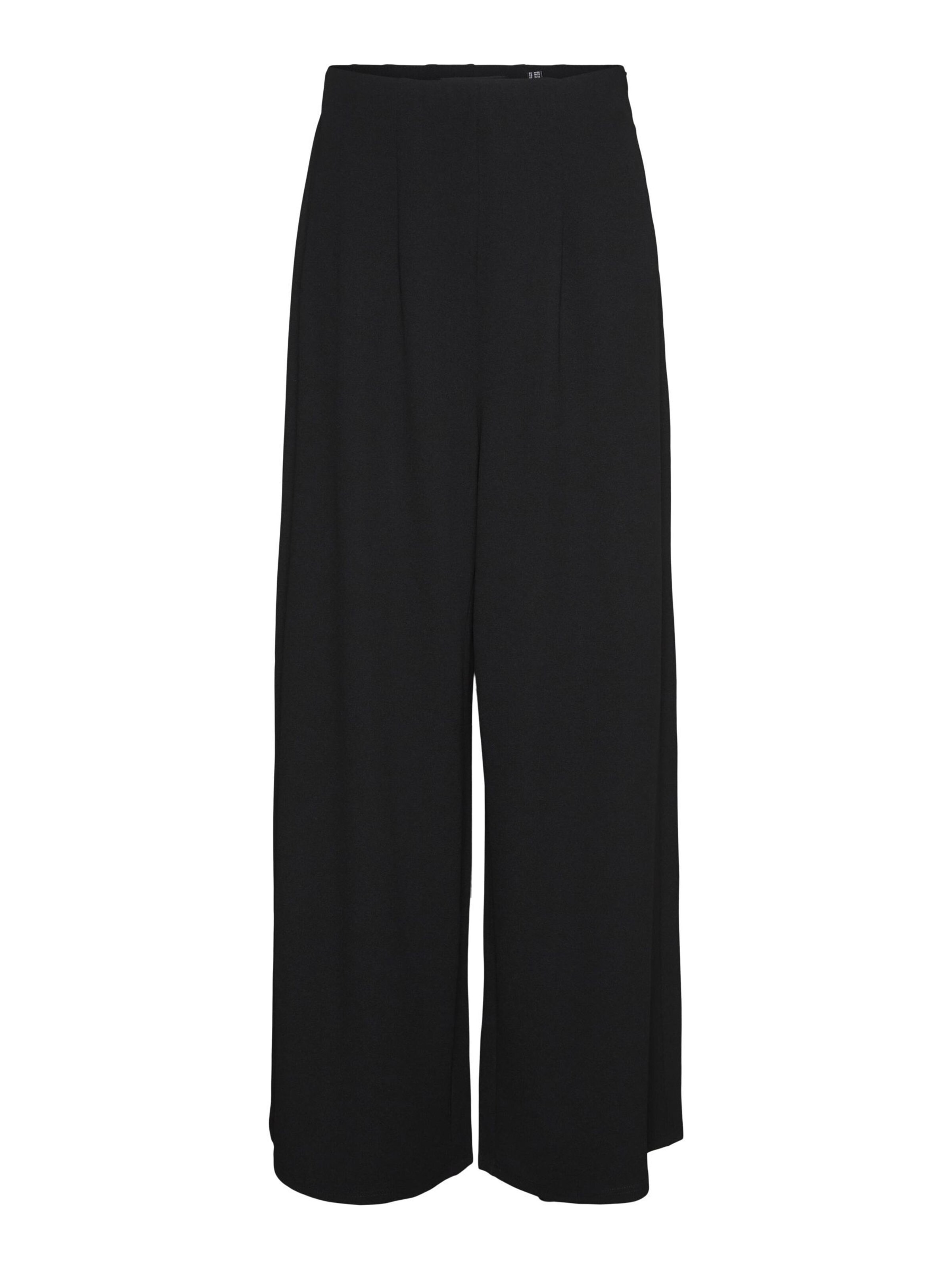 VERO MODA Wide Leg Bukser med lægfolder i sort: forside