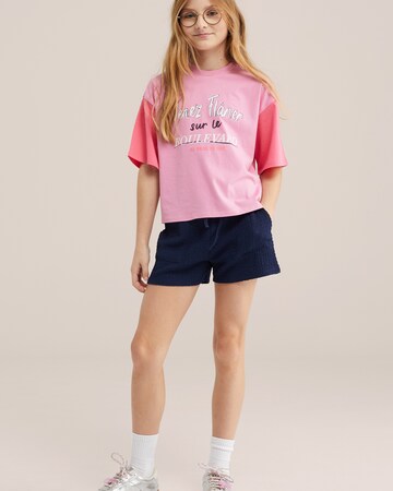 WE Fashion Loosefit Broek in Blauw