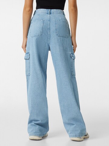 Bershka Wide leg Cargojeans in Blauw