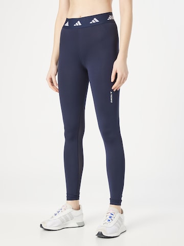 ADIDAS PERFORMANCE Skinny Sportbroek 'Techfit Long' in Blauw: voorkant