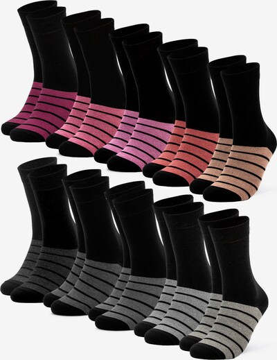 Occulto Socken 'Laura' in grau / lachs / pink / schwarz, Produktansicht