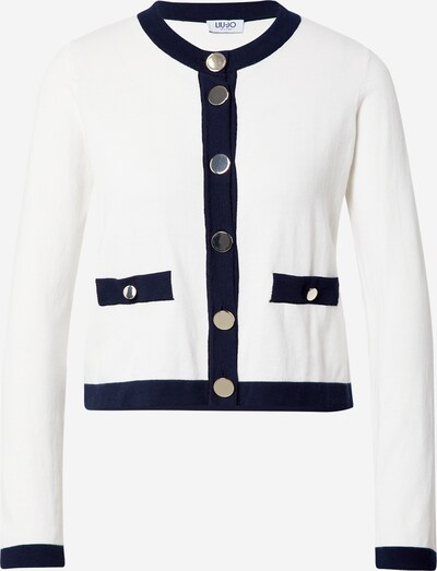 LIU JO JEANS Cardigan 'MAGLIA APERTA' en bleu foncé / blanc, Vue avec produit
