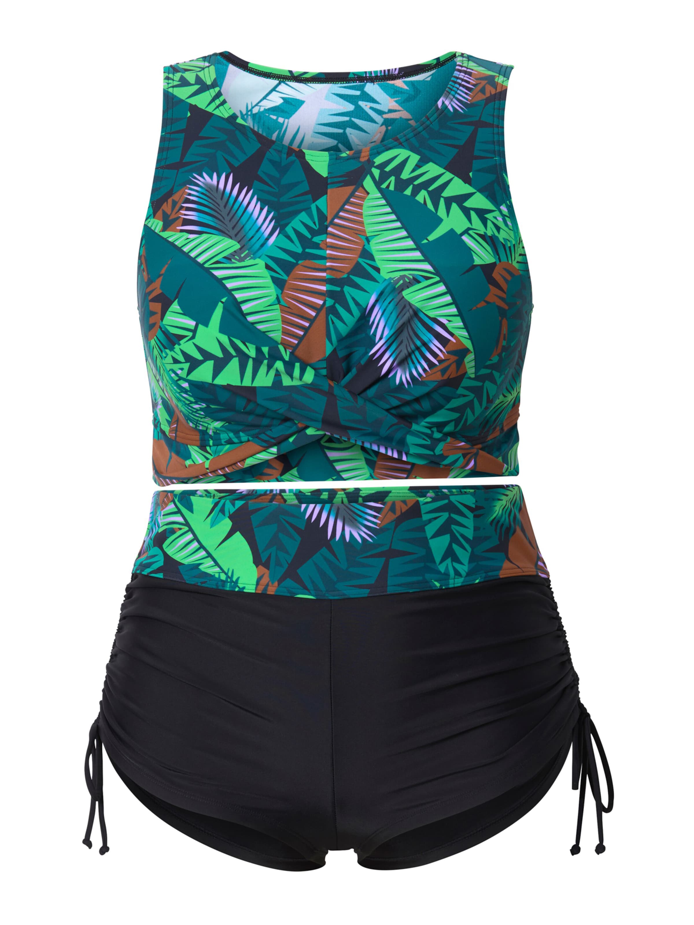 Ulla Popken High neck Bikini in Black: front