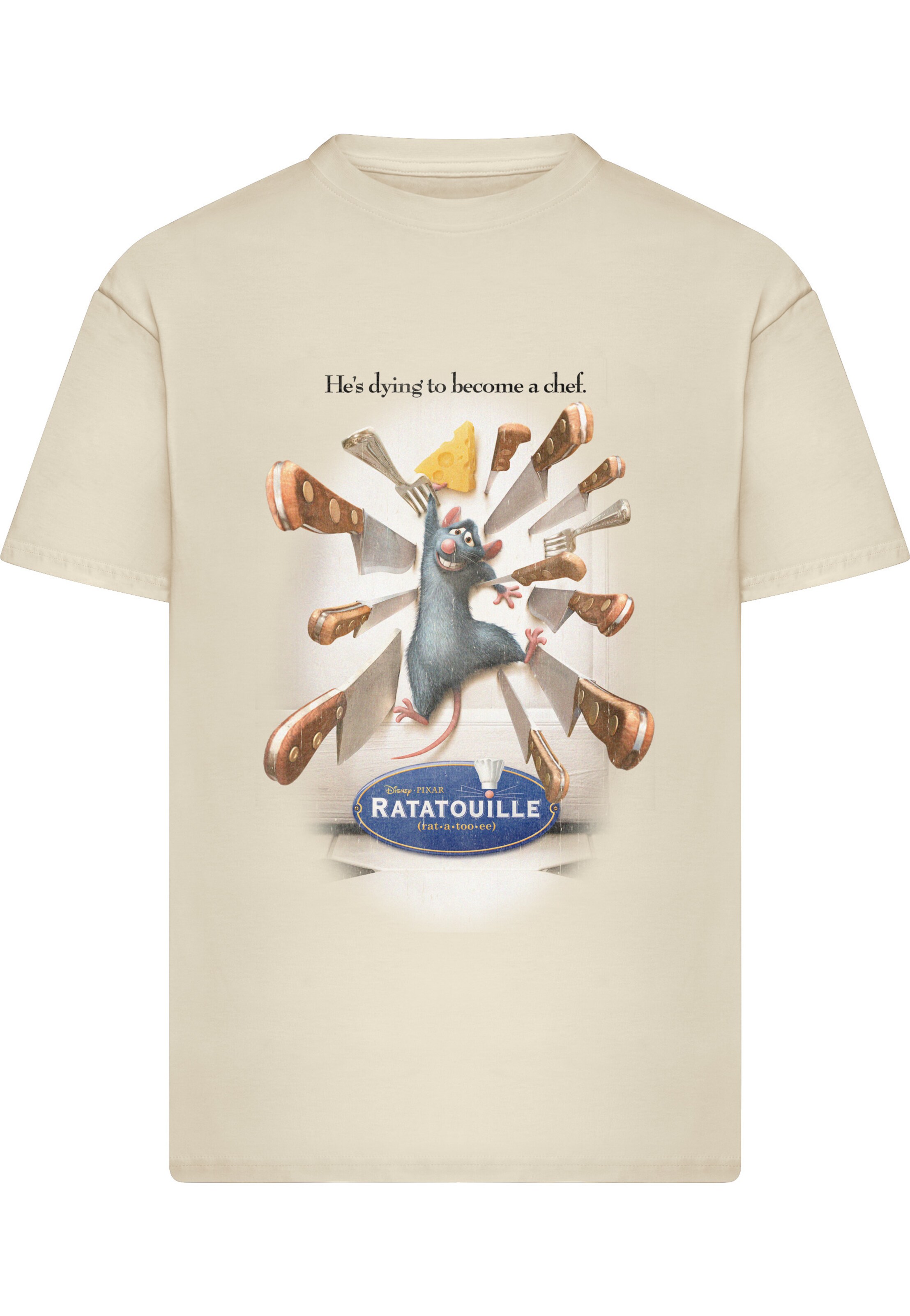 Merchcode T-Shirt 'Ratatouille Poster' in XXXL in sand / blau / braun / gelb, Produktansicht