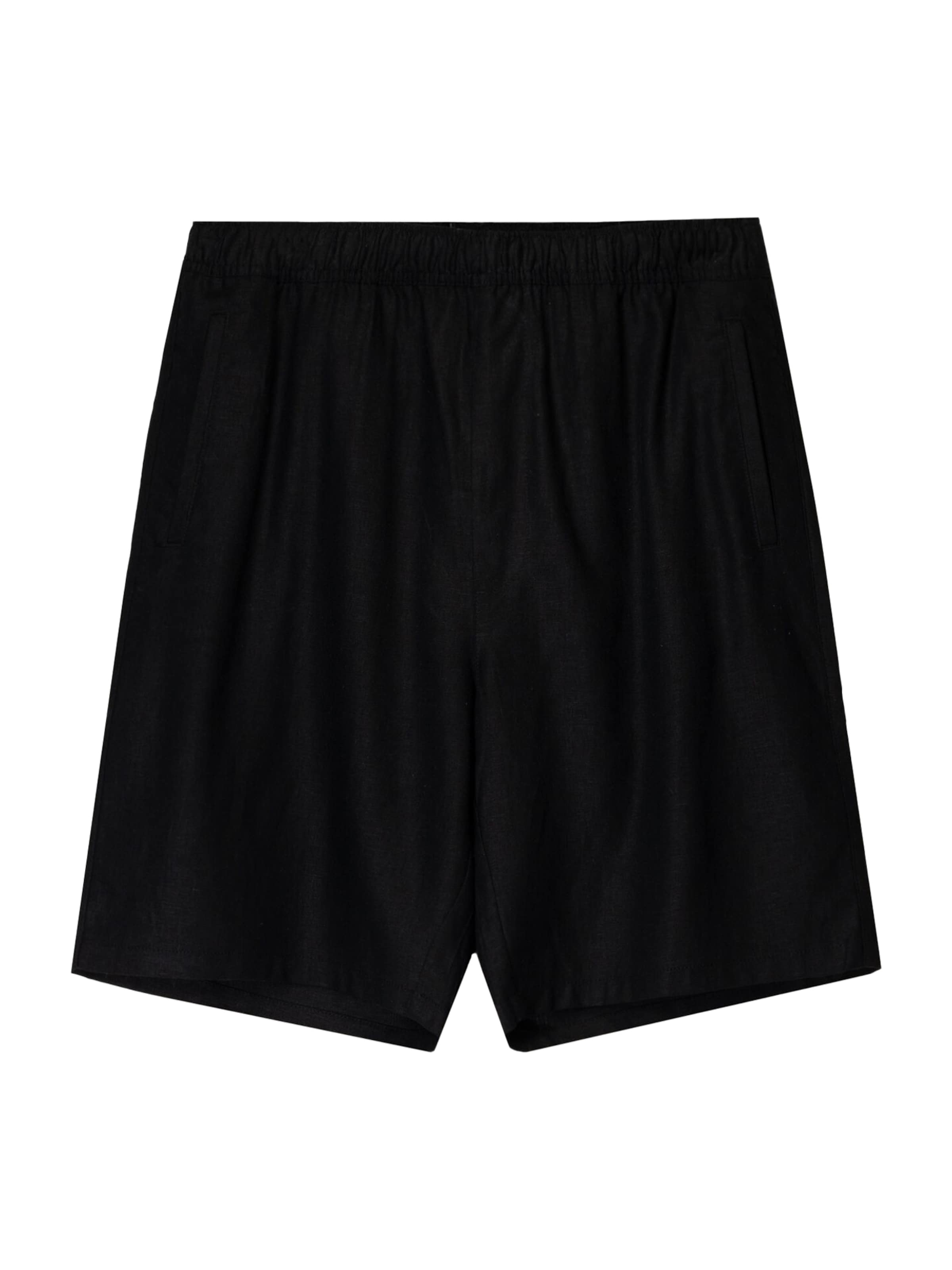 BershkaLoosefit Hlače - crna boja: prednji dio