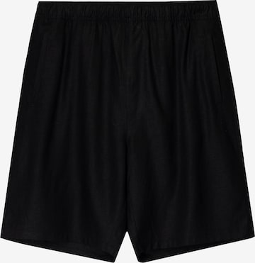 BershkaLoosefit Hlače - crna boja: prednji dio