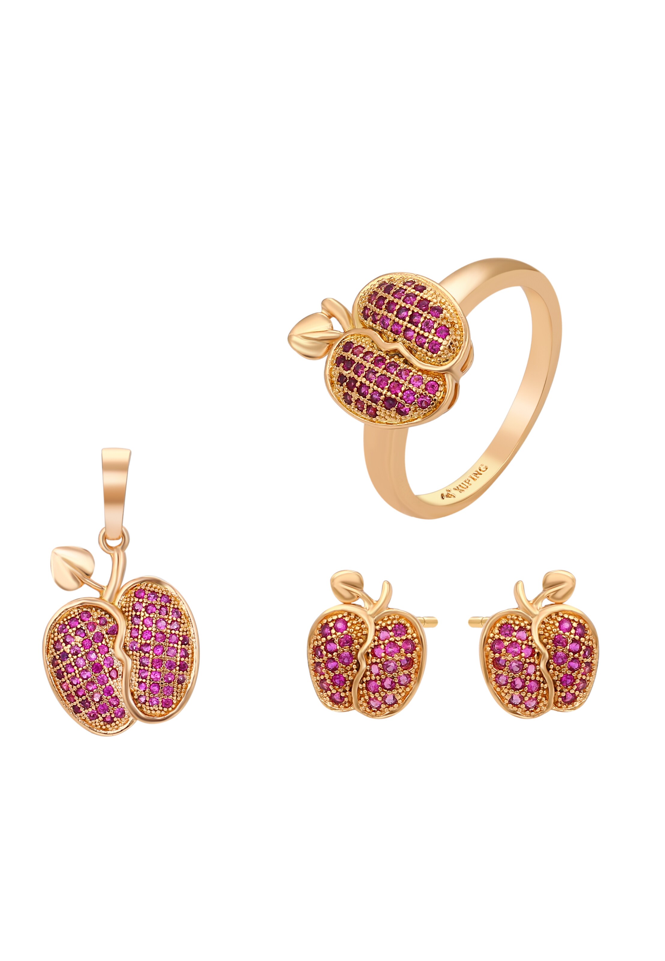 faina Conjuntos de bijuteria em ouro rosa / cyclam, Vista do artigo