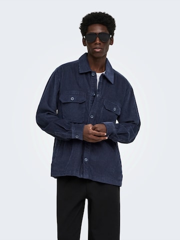 Only & Sons Comfort fit Button Up Shirt 'ONSSIMON' in Blue: front