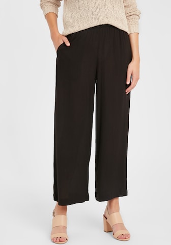 ICHI Wide Leg STOFFHOSE 'IHMARRAKECH' in Schwarz: Vorderseite