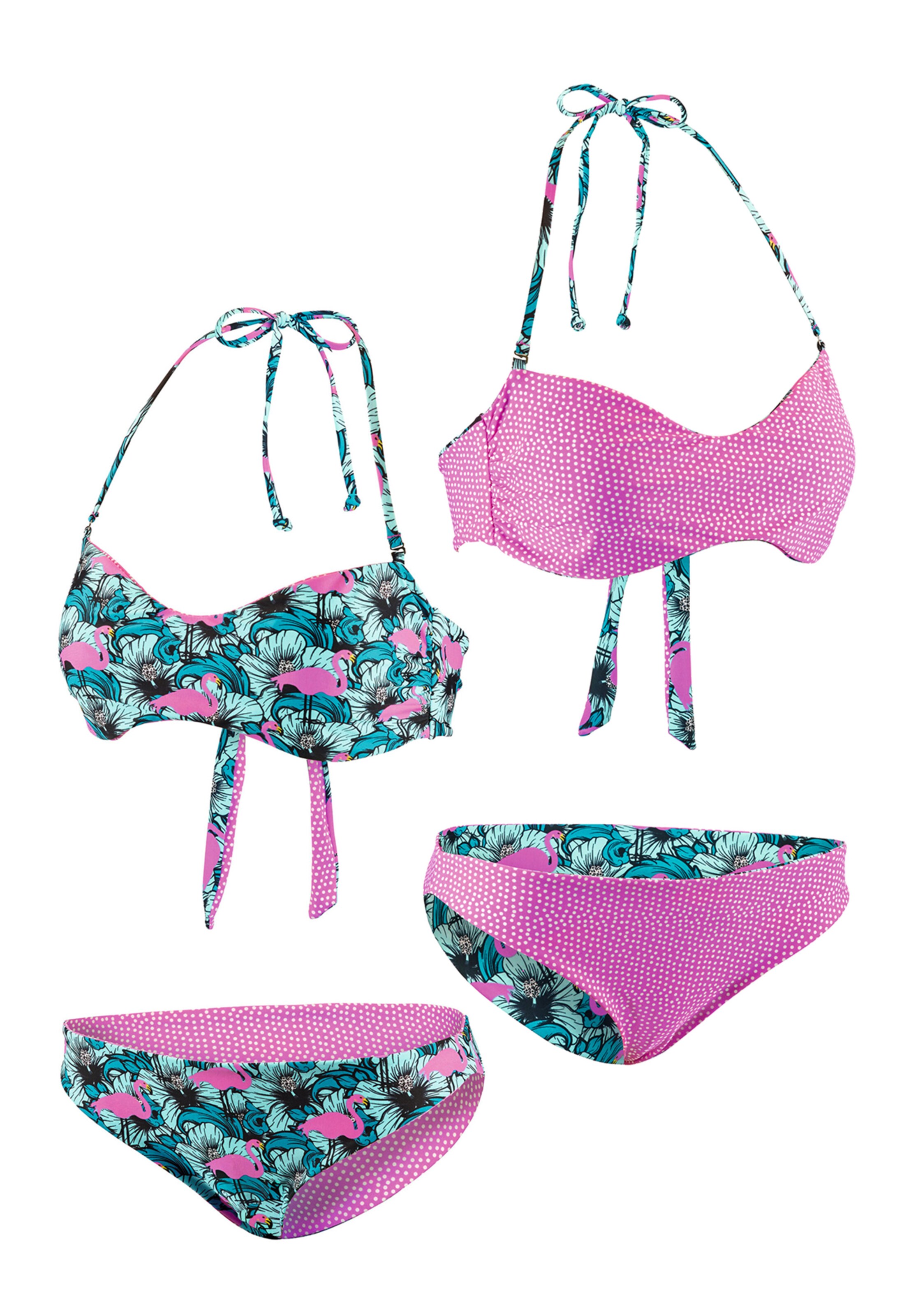 BECO the world of aquasports T-Shirt Bikini 'Flamingo Eden' in Mischfarben