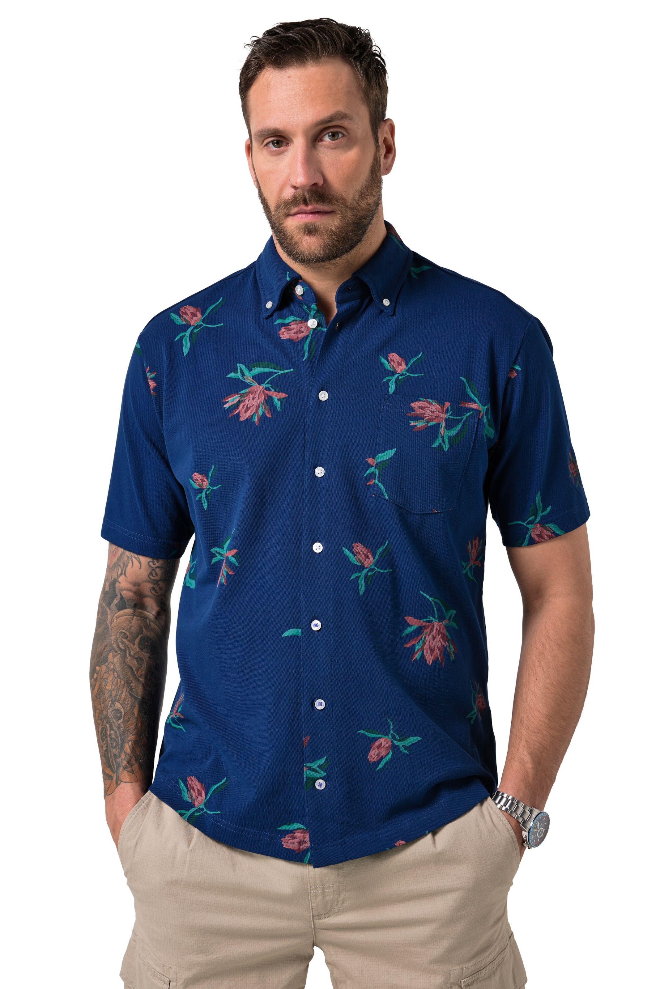 JP1880 Regular Fit Hemd in Blau: Vorderseite