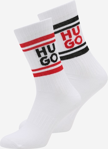 HUGO Къси чорапи в бяло: отпред