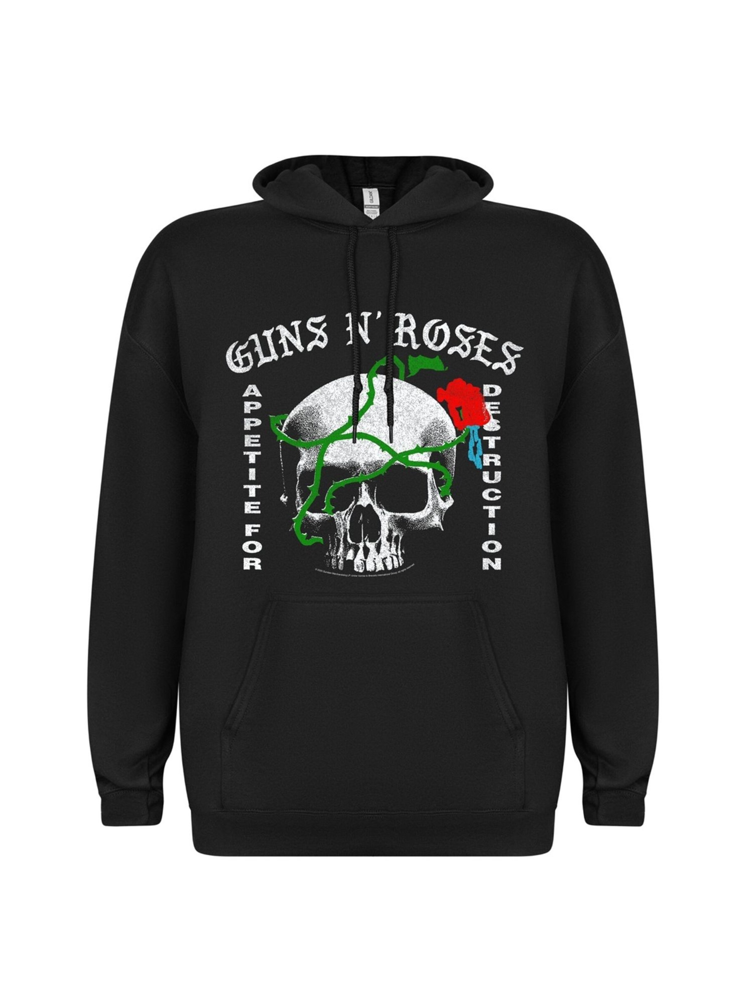 GUNS N' ROSES Sweatshirt 'Guns n´Roses Skull Revision Hoodie' i svart: framsida