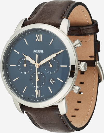 FOSSIL Montre à affichage analogique en bleu / marron / argent, Vue avec produit
