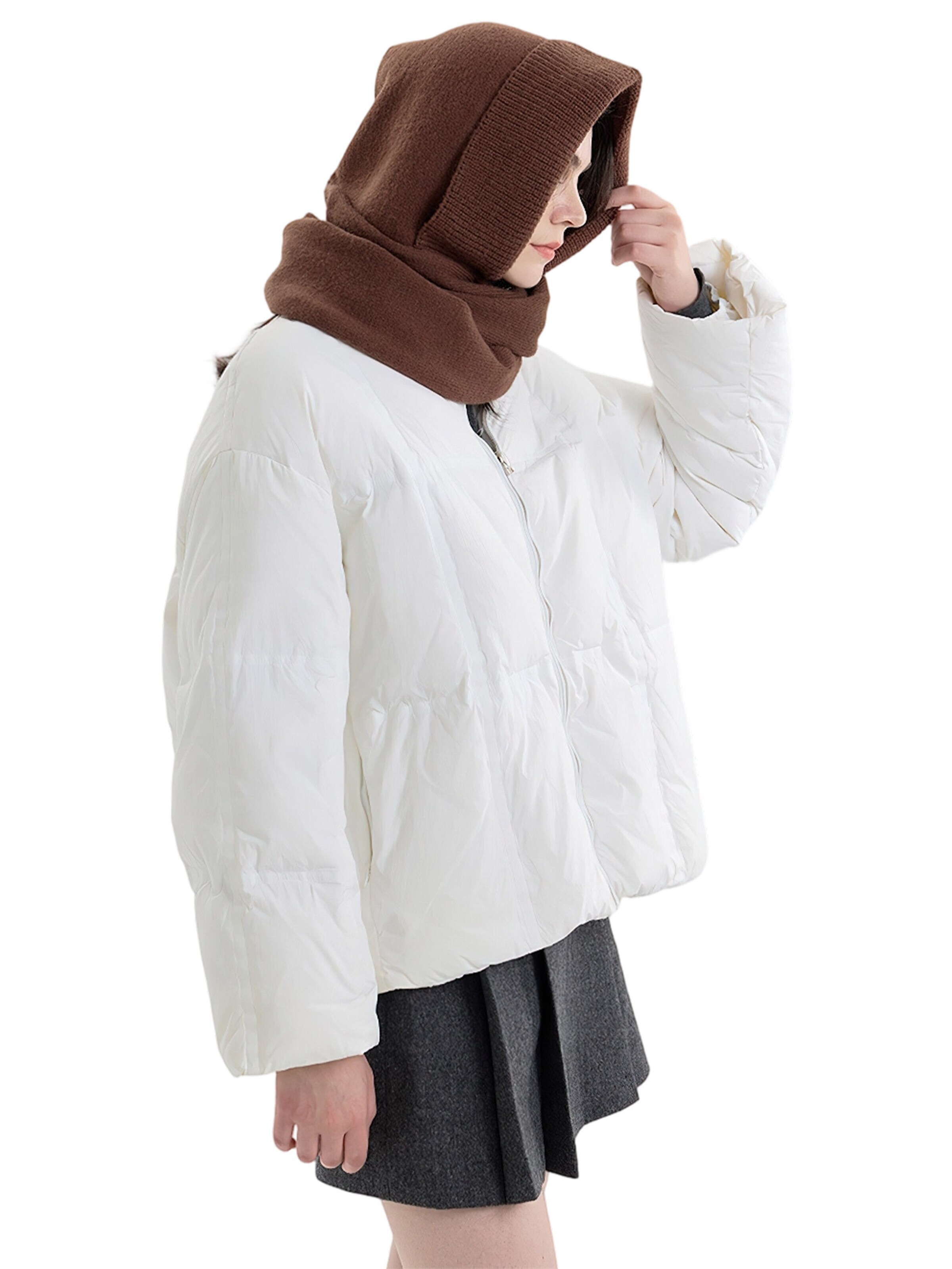 Magicshe Hat 'Strick Kapuzenschal Balaclava' in Brown