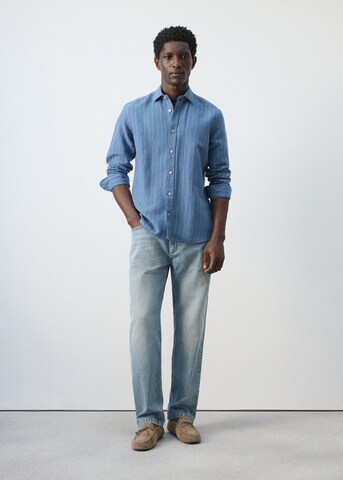 MANGO MAN Regular fit Button Up Shirt 'Rug' in Blue