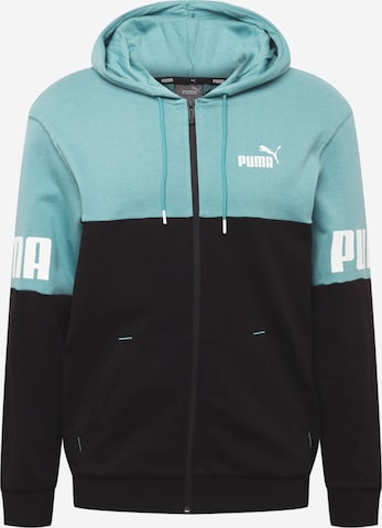 PUMA - Casaco de treino em moletão em azul: frente