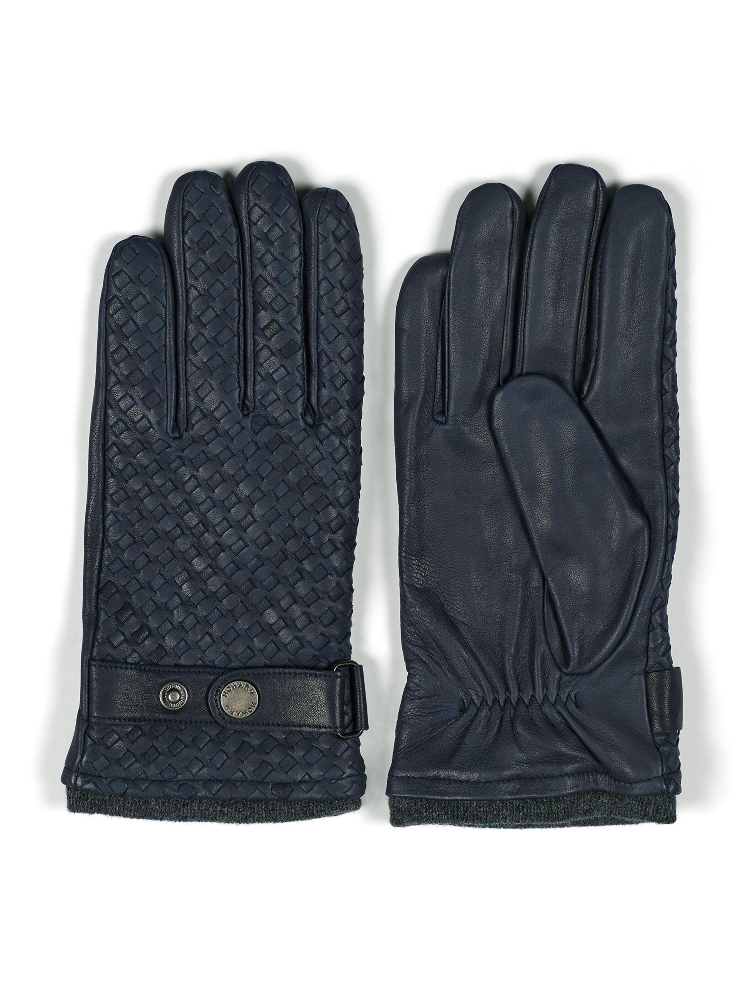 Howard London Fingerhandsker 'Leather Braided Gloves Axel Navy' i blå: forside