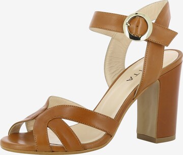 EVITA Strap Sandals in Brown: front