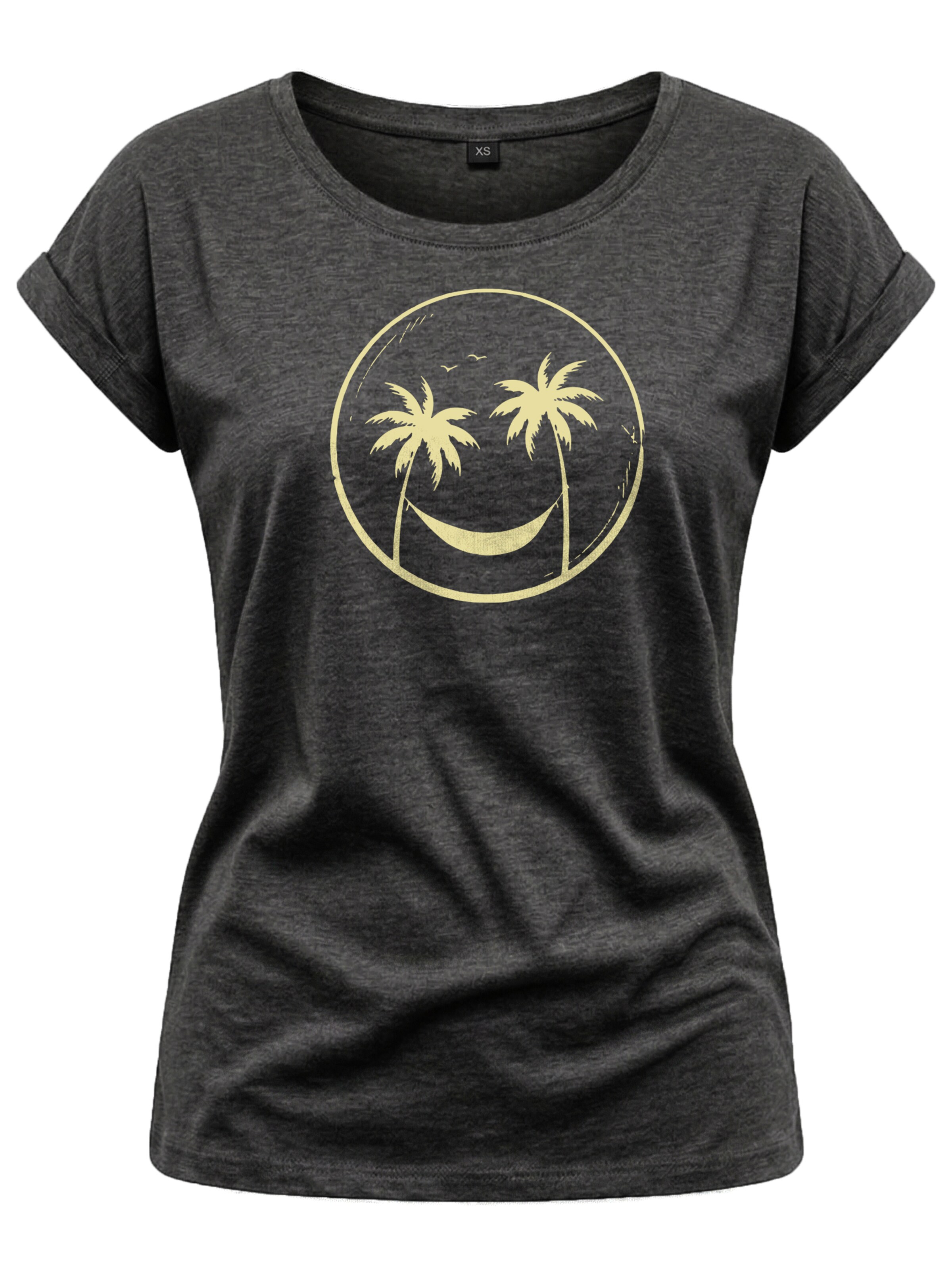 MAKAYA Shirt 'Palmen Happy Face' in Grey
