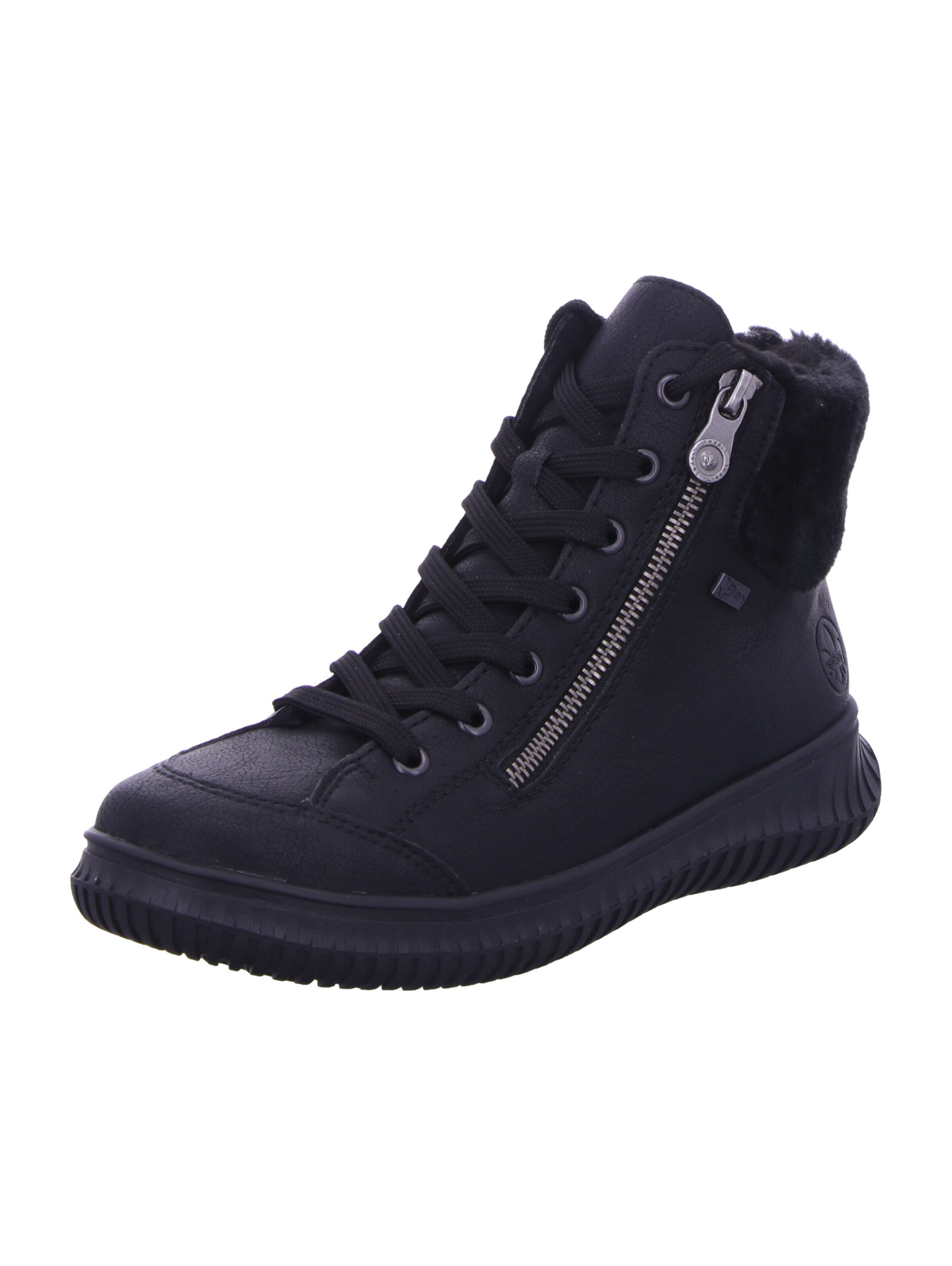 Rieker Lace-Up Ankle Boots in Black: front