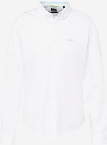 BOSS Green Button Up Shirt 'BIADO' in White: front