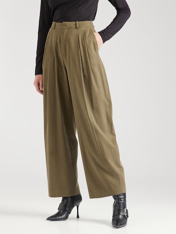 DRYKORN Loose fit Pleated Pants 'INK' in Green: front