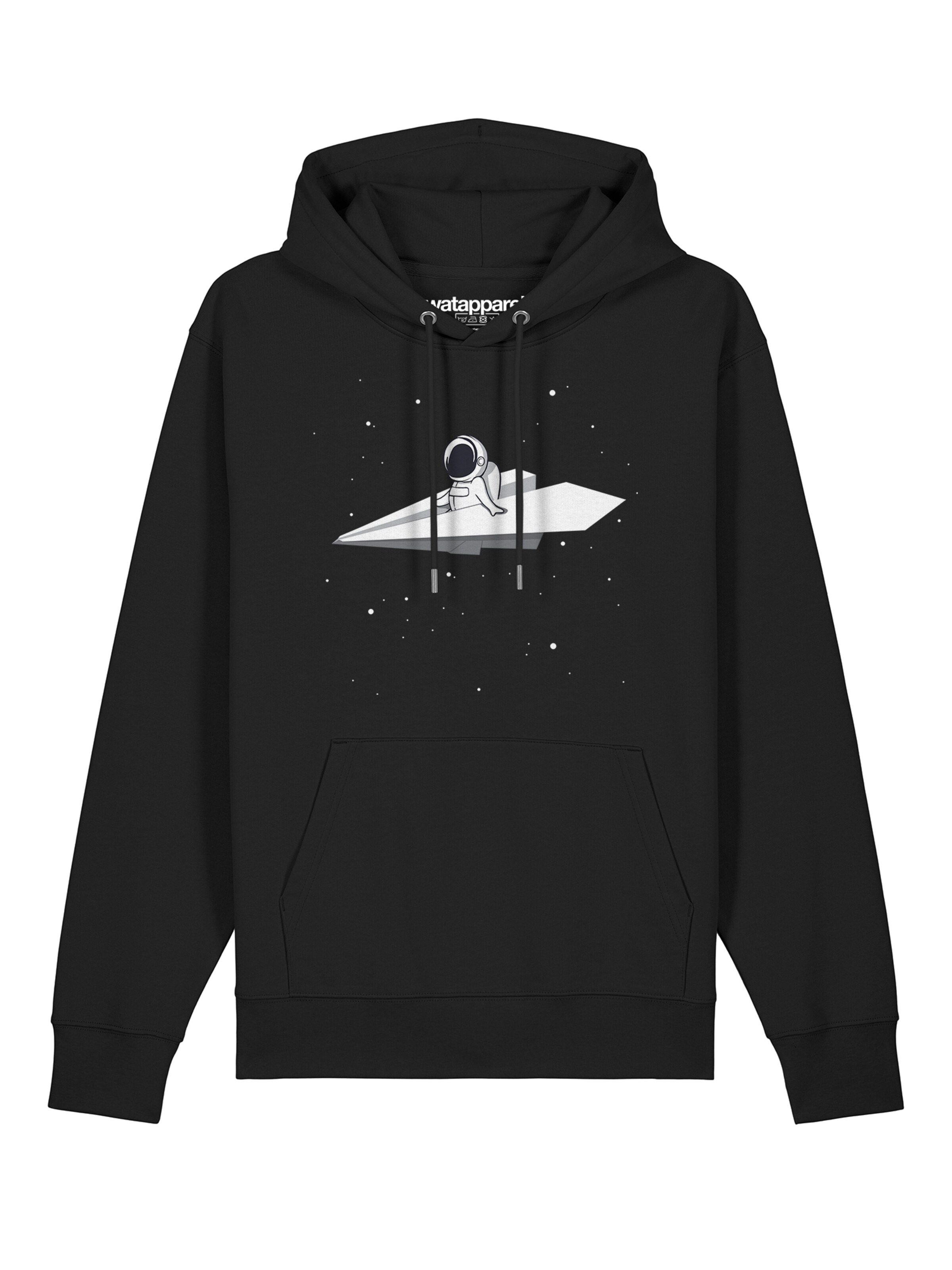 Watapparel Sweatshirt 'Fly me to the moon' in Zwart: voorkant