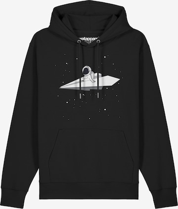Watapparel Sweatshirt 'Fly me to the moon' in Zwart: voorkant