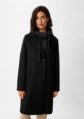 Manteau mi-saison comma casual identity en noir : devant