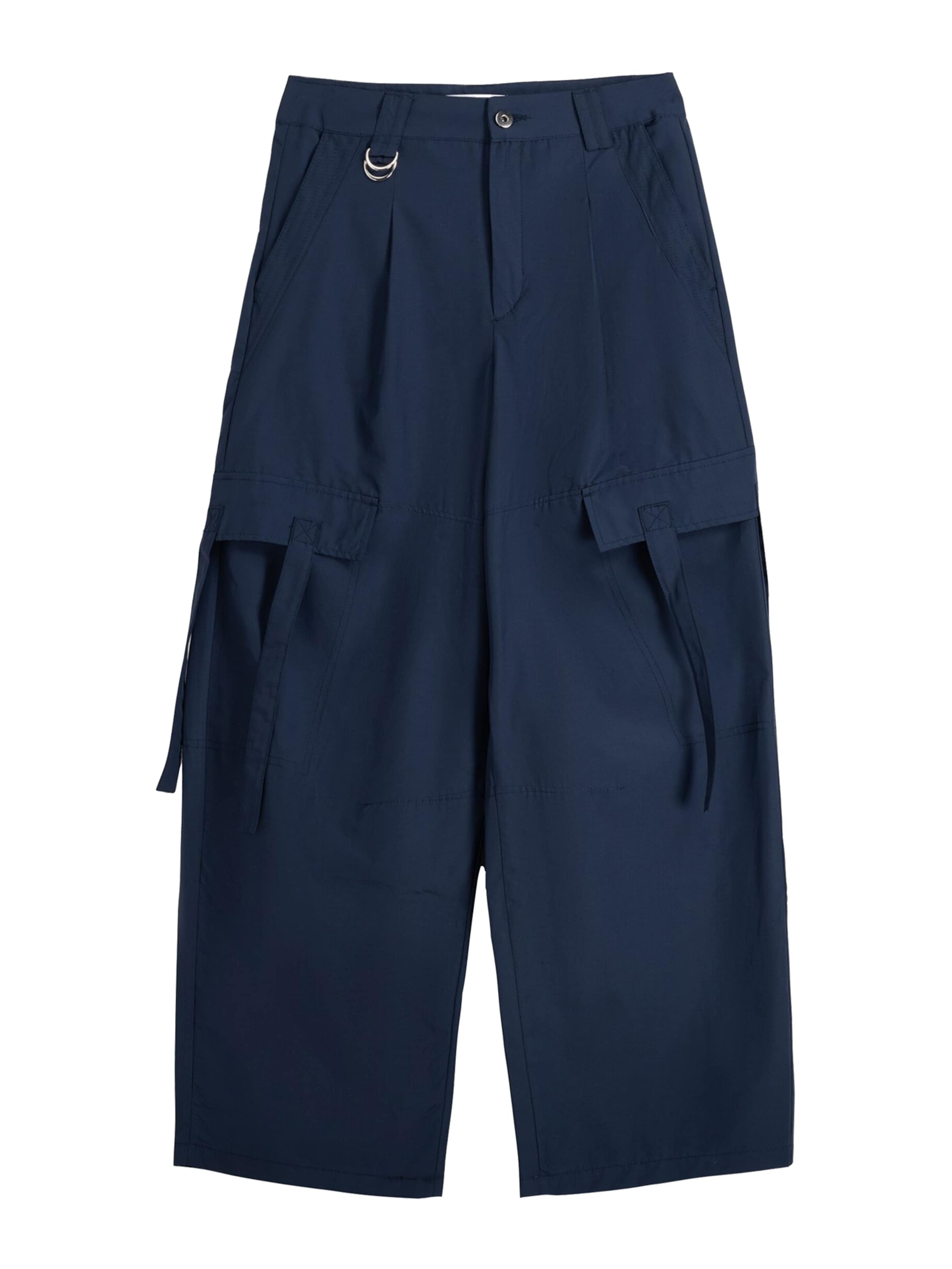 Bershka Zvonové kalhoty Kapsáče – modrá: přední strana